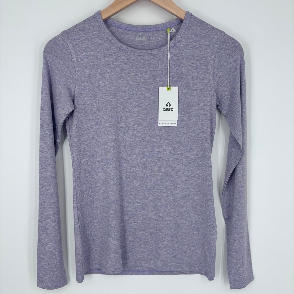 Tasc Nola Long Sleeve T-Shirt Womens XS Lavender Bamboo Organic Cotton NEW